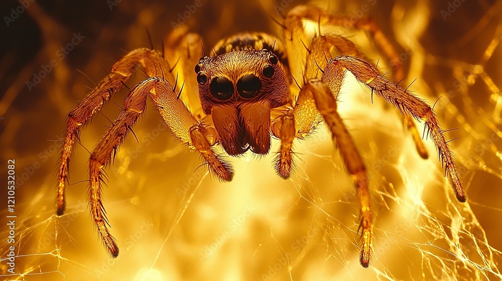 Fototapeta premium a spider with large eyes and fuzzy legs.