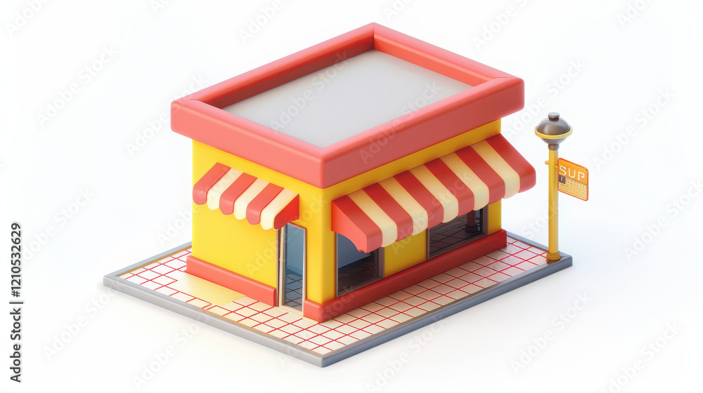 Retail shop 3d icon, illustration, vector art, flat design, on white background. Retail shop 3d icon, illustration, vector art, flat design, on white background.