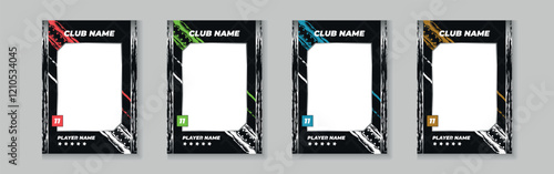 Photo frame or border collection for hockey, basketball and football player, trading card template design for sports, picture frame for player performance, sports flyer design, template eps 10.