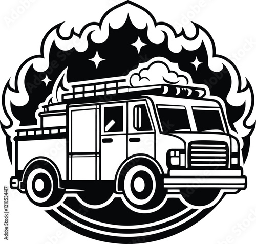 Whether extinguishing flames or aiding rescues, firetrucks are critical tools in emergency response operations globally and line art.