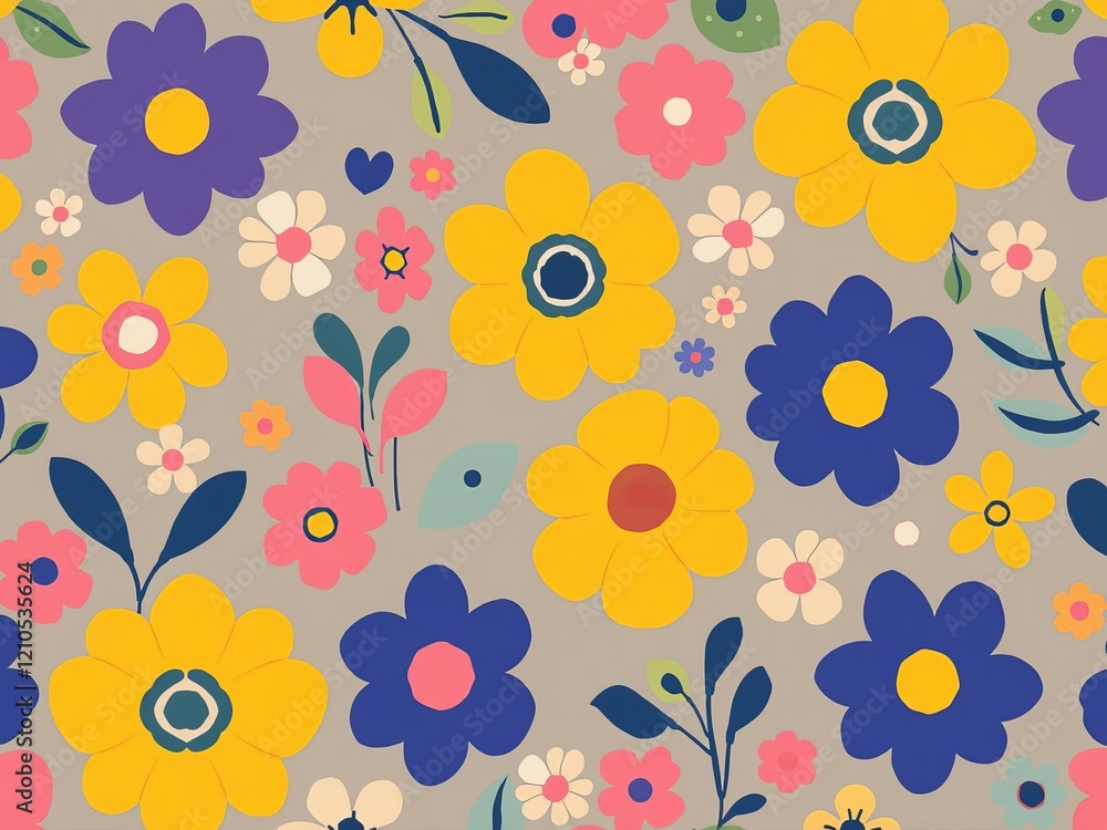 Rectangular Scandinavian style floral vector pattern with summer vibes, Scandinavian, vector, modern Rectangular Scandinavian style floral vector pattern with summer vibes, Scandinavian, vector, modern
