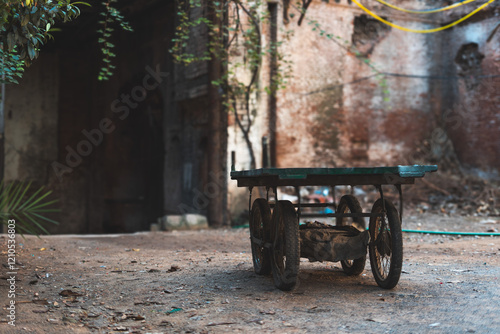 Old cart between the ruins in Rawalpindi, Pakistan