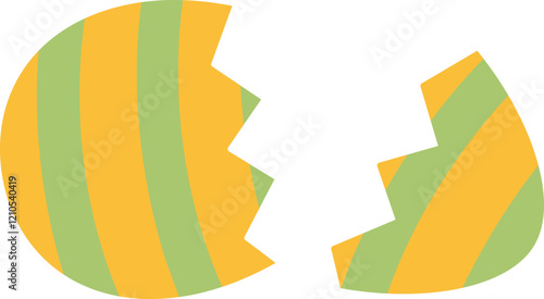 Easter egg cracked in half.
Easter Egg shell Broken Isolated.
Hatched Egg.
Transparent Background.