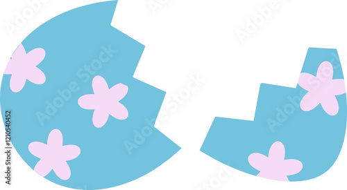 Easter egg cracked in half.
Easter Egg shell Broken Isolated.
Hatched Egg.
Transparent Background.
