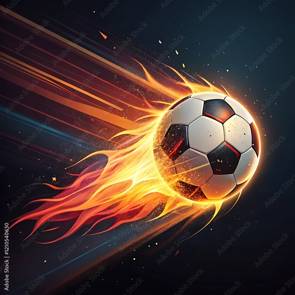 Fototapeta premium soccer ball with fire