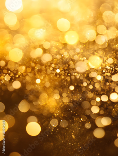 Golden Bokeh Effect with Glowing Light Particles Creating a Magical Ambiance : Generative AI