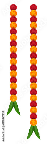 marigold, Marigold Flower Garlands Decoration, durga puja, Vector marigold, karwa choth. dasara onam, Dhanteras, Durga Puja, Frame. Ganesh Chaturthi, Border, Navratri. Saraswati puja, offer. sale 