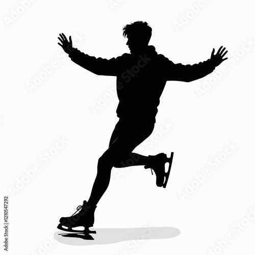 Silhouette of a male figure skater in a dynamic pose