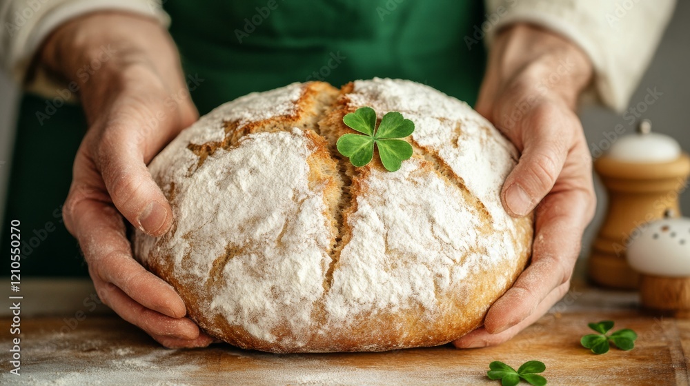 Rustic St. Patricks Day Home Baking Artisan Irish Soda Bread with Natural Textures Seasonal Culinary Delight for Modern Gatherings and Spring Market Displays Rustic St. Patricks Day Home Baking Artisan Irish Soda Bread with Natural Textures Seasonal Culinary Delight for Modern Gatherings and Spring Market Displays