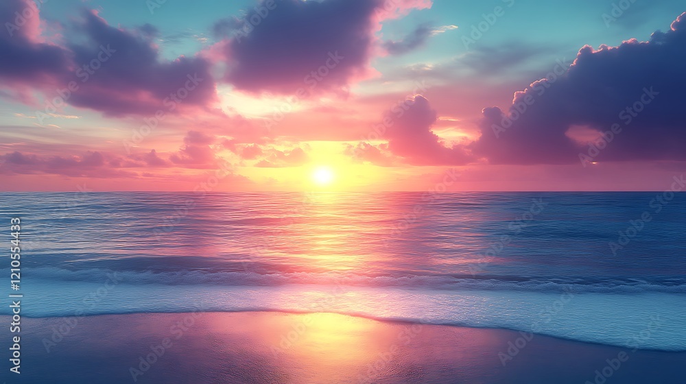 Fototapeta premium Serene Ocean Sunset Sky Beach Colors
