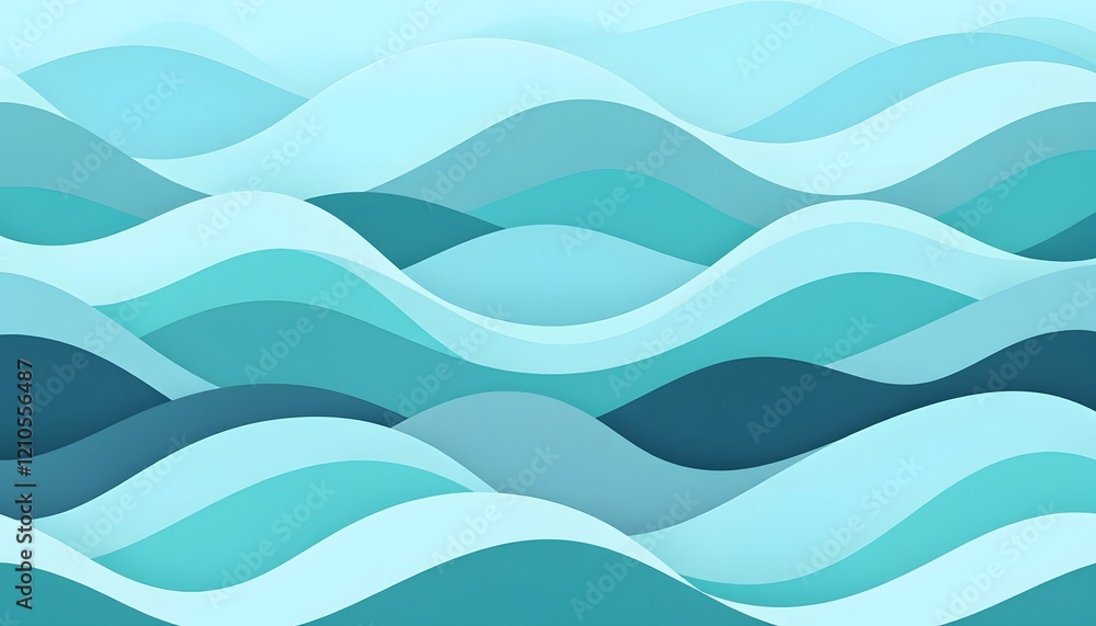 Abstract Blue Ocean Waves Paper Cut Background Abstract Blue Ocean Waves Paper Cut Background