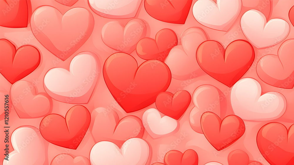 Romantic pink and red hearts background, perfect for Valentine's Day cards or love-themed designs Romantic pink and red hearts background, perfect for Valentine's Day cards or love-themed designs