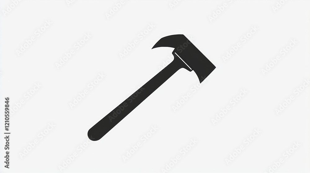 Black axe with a long handle rests on a white background in a minimalistic design showcasing craftsmanship and tool functionality Black axe with a long handle rests on a white background in a minimalistic design showcasing craftsmanship and tool functionality