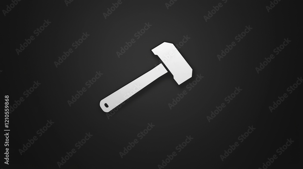 Simple illustration of a hammer on a dark blue background showcasing a minimalist design styleм Simple illustration of a hammer on a dark blue background showcasing a minimalist design styleм