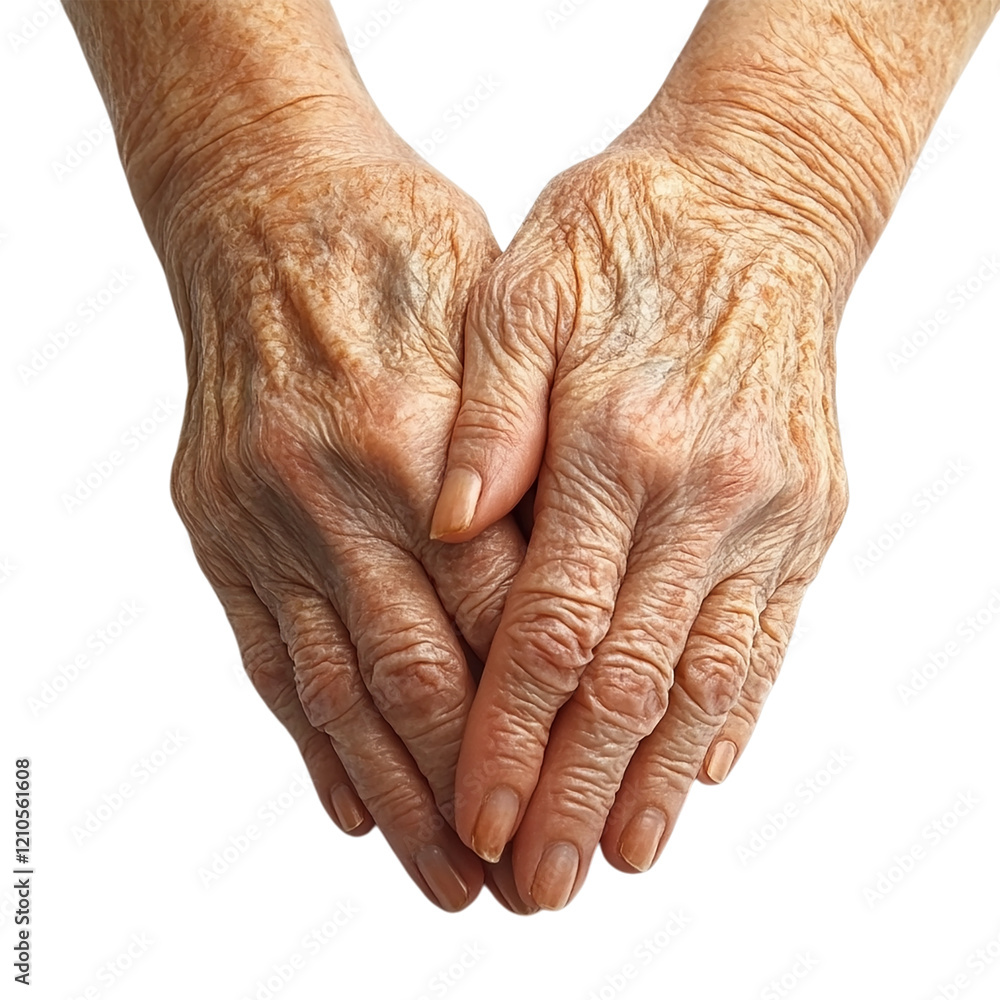 Fototapeta premium Aged Hands Clasped Together, A Testament to Time's Passage