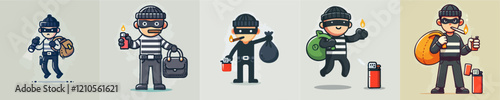 cartoon vector of a thief