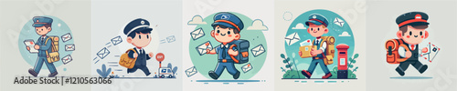 cartoon vector of a postman