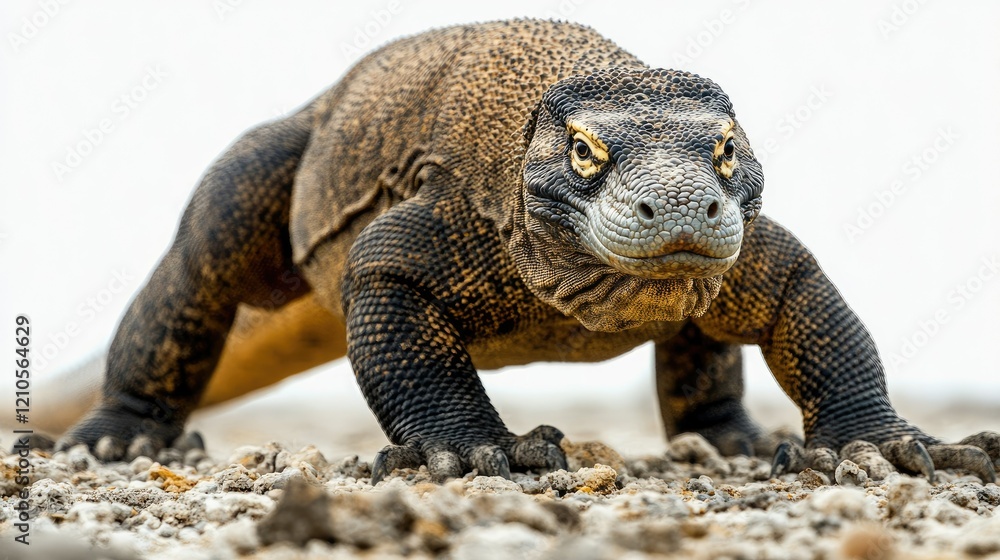 Obraz premium Intense Stare of the Komodo Dragon: A Close Encounter with the Apex Predator of Indonesia's Islands
