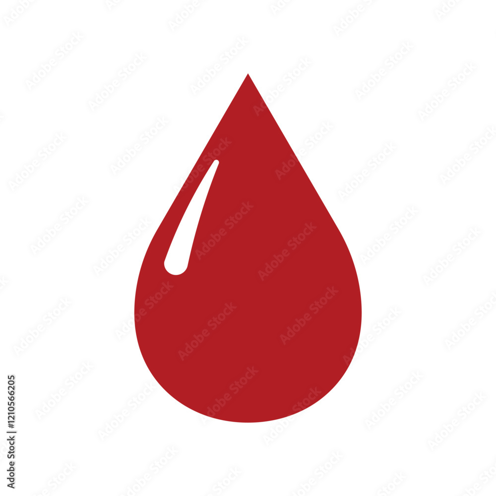 Fototapeta premium Vector Blood Drop Silhouette Flat Icon Design on White Background.