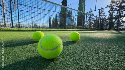 paddle tennis balls in court