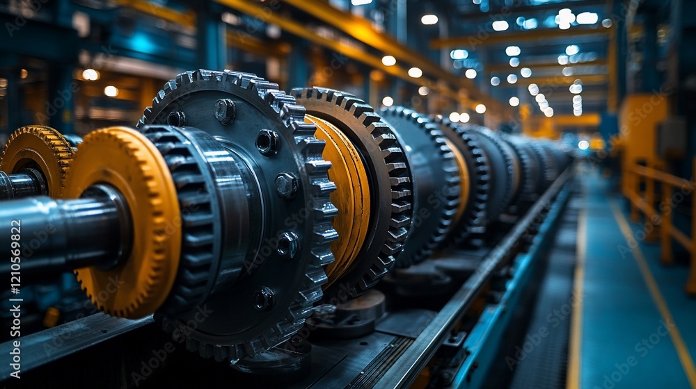 Industrial Machinery Gears and Factory Interior Industrial Machinery Gears and Factory Interior
