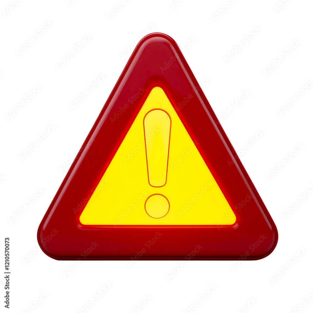 Cartoon triangle warning sign, 3d rendering white background
Cartoon triangle warning sign, 3d rendering white background