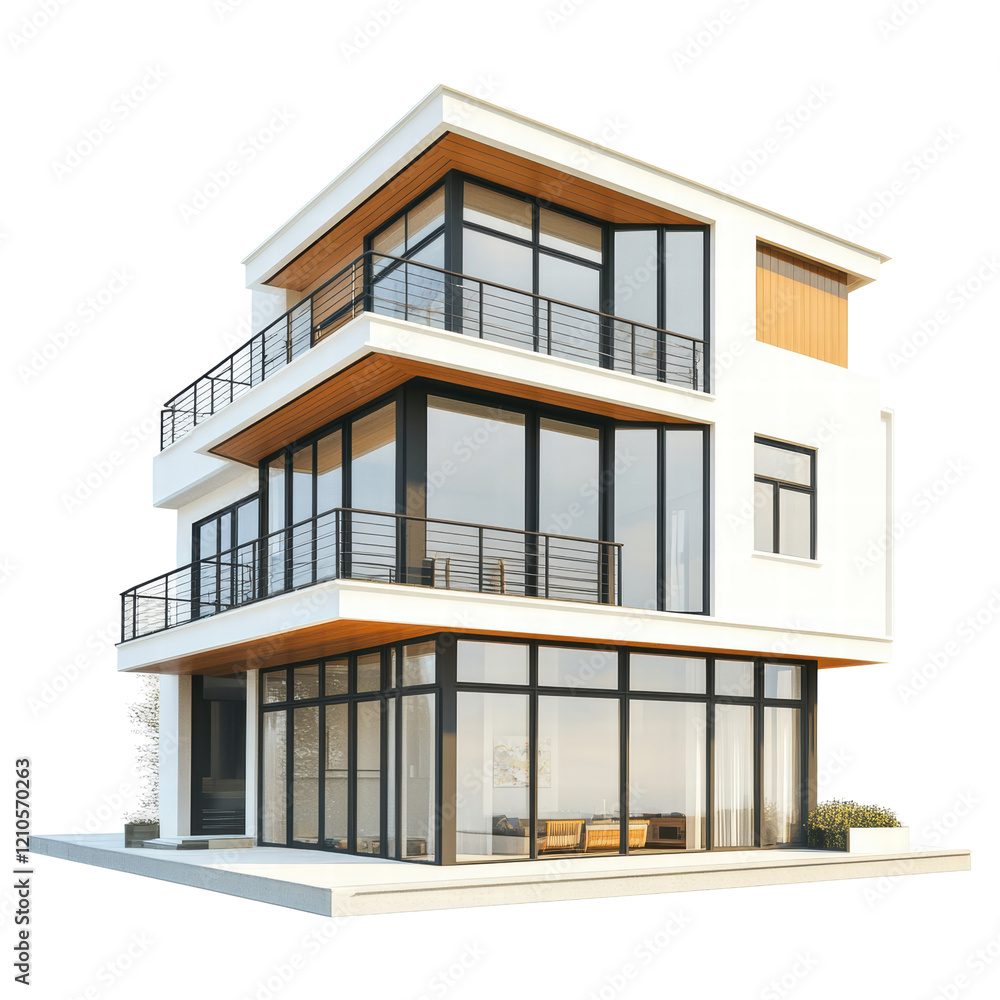 Isolated Modern Three-Story House Isolated Modern Three-Story House
