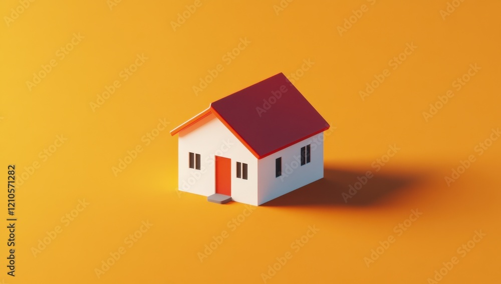 Minimalist cute house icon on an orange background.
Minimalist cute house icon on an orange background.