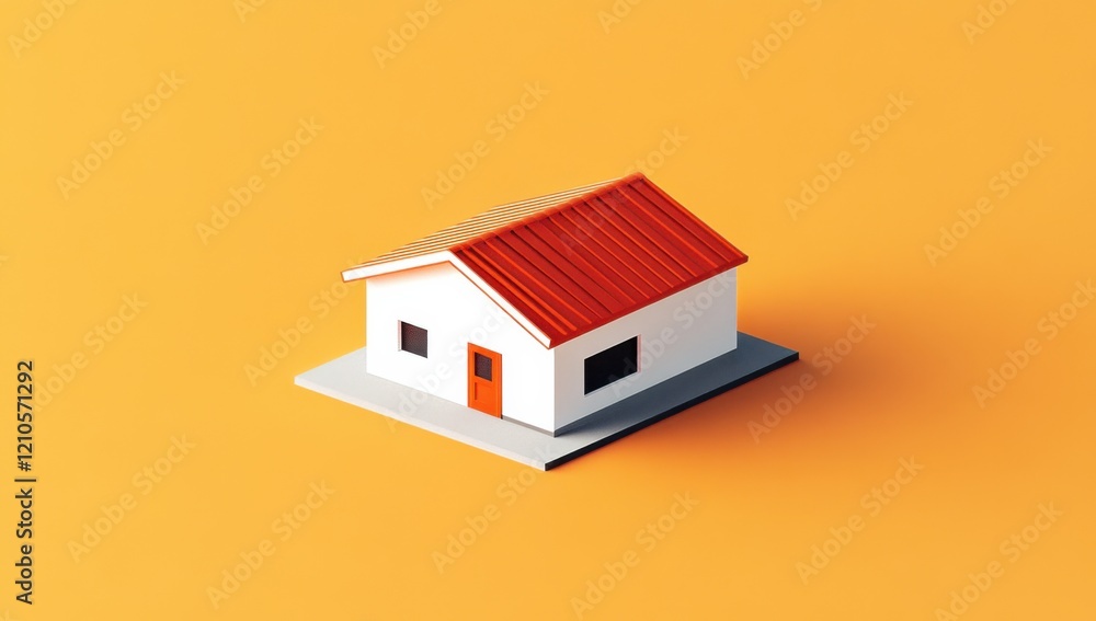 Minimalist cute house icon on an orange background.
Minimalist cute house icon on an orange background.