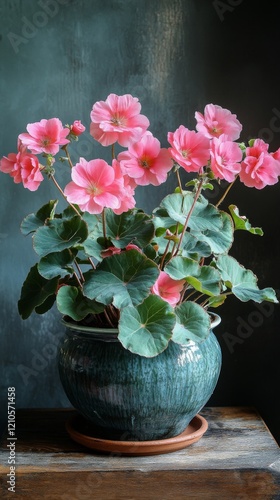 Vibrant pink flowers blooming in a lush green setting with sunlight illuminat...