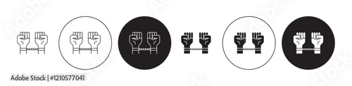 Arrested icons set in black filled and stroke line style