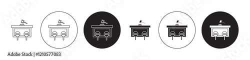 Auction icons set in black filled and stroke line style