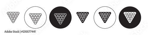 billiards icons set in black filled and stroke line style