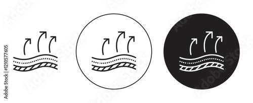 Breathable leather icons set in black filled and stroke line style