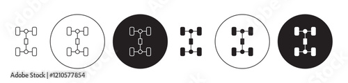 car axle icons set in black filled and stroke line style