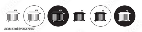 car radiator icons set in black filled and stroke line style