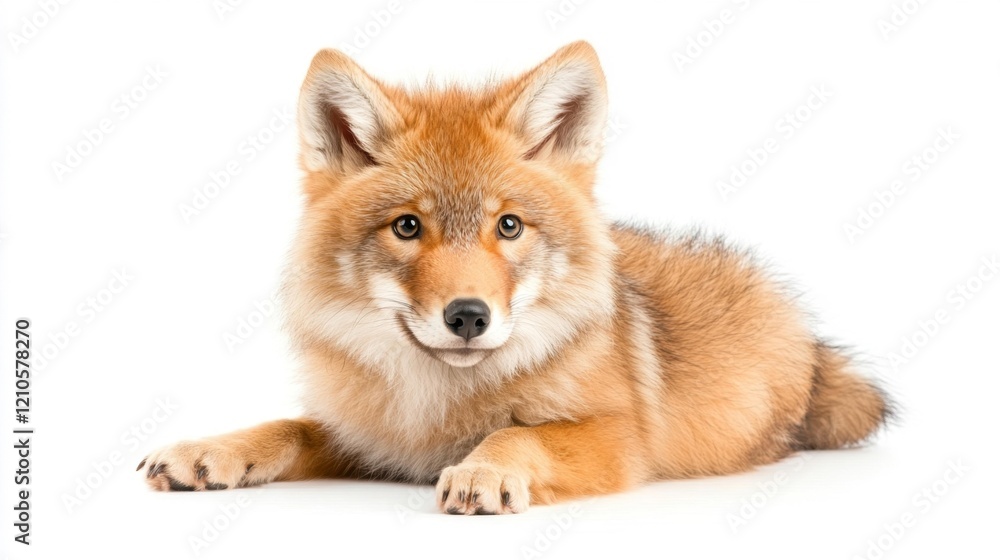 Fototapeta premium Young Wolf on White Background. Generative AI