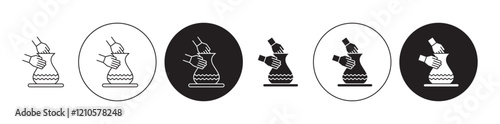 clay crafting icons set in black filled and stroke line style