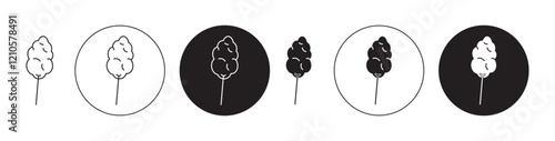 Cotton candy icons set in black filled and stroke line style