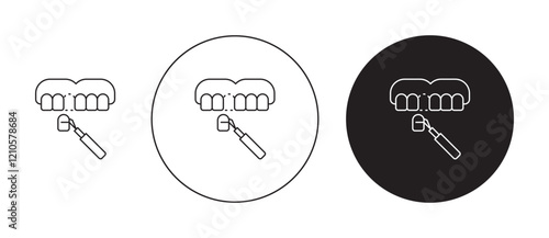 dental veneer icons set in black filled and stroke line style