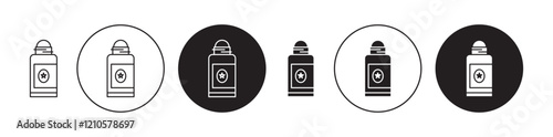 deodorant icons set in black filled and stroke line style