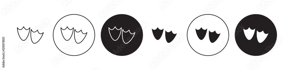 Duck paw icons set in black filled and stroke line style Duck paw icons set in black filled and stroke line style