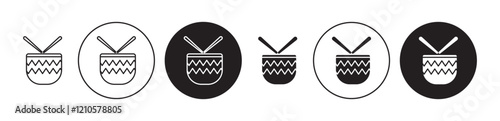 drums icons set in black filled and stroke line style