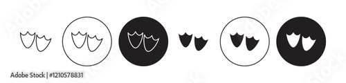 Duck paw icons set in black filled and stroke line style