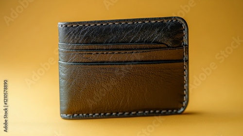 Elegant brown leather wallet resting on a soft surface for display