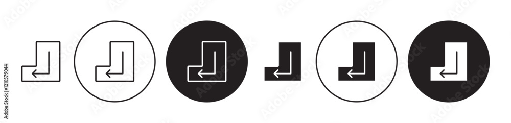 Enter keyboard key icons set in black filled and stroke line style Enter keyboard key icons set in black filled and stroke line style