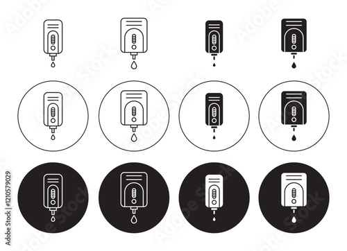 Electrical soap box icons set in black filled and stroke line style