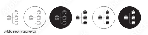 Franchise icons set in black filled and stroke line style