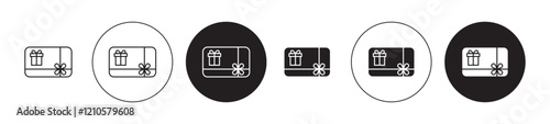 Gift card icons set in black filled and stroke line style