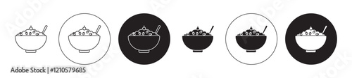 Granola icons set in black filled and stroke line style